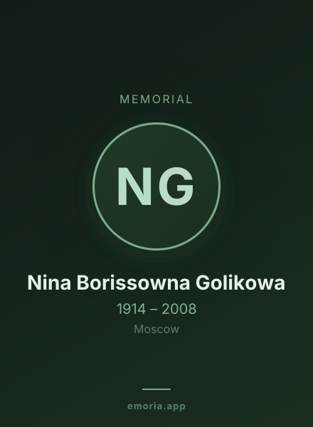 Memorial portrait of Nina Borissowna Golikowa