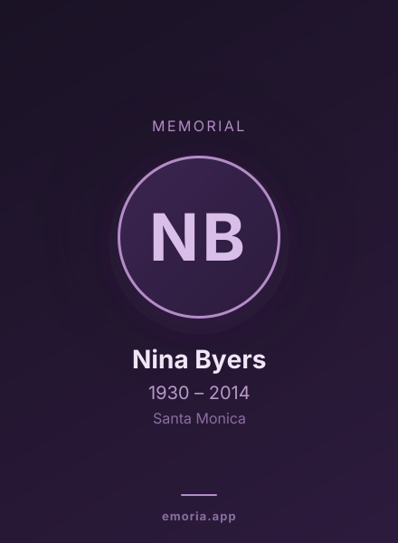 Memorial portrait of Nina Byers