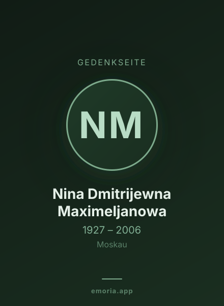 Gedenkportrait von Nina Dmitrijewna Maximeljanowa