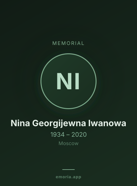 Memorial portrait of Nina Georgijewna Iwanowa