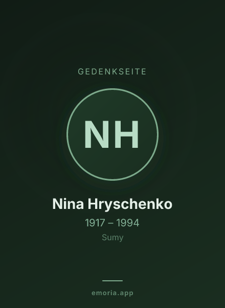 Gedenkportrait von Nina Hryschenko