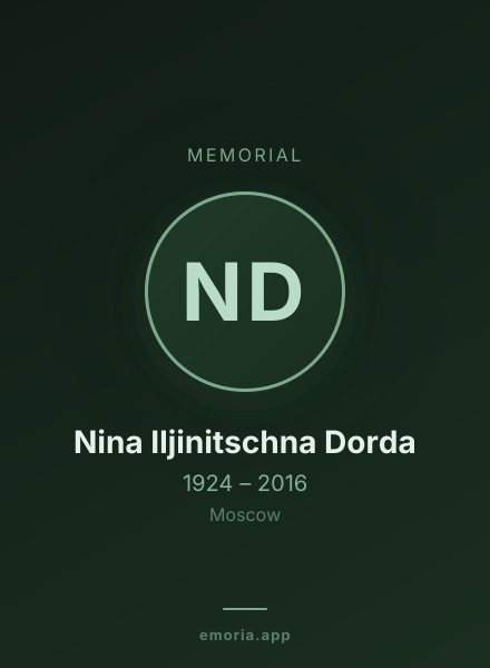 Memorial portrait of Nina Iljinitschna Dorda