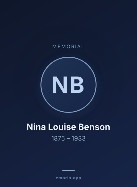 Memorial portrait of Nina Louise Benson