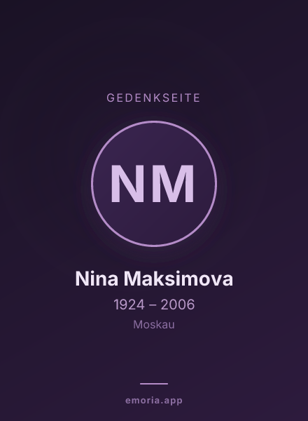 Gedenkportrait von Nina Maksimova