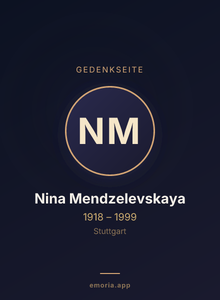 Gedenkportrait von Nina Mendzelevskaya