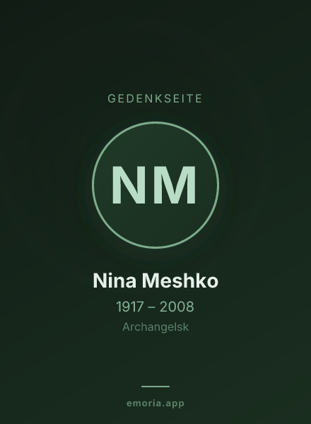 Gedenkportrait von Nina Meshko