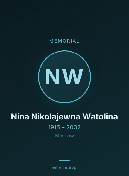 Memorial portrait of Nina Nikolajewna Watolina