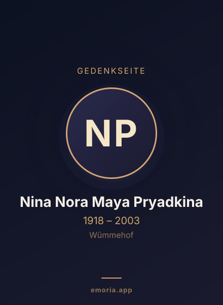 Gedenkportrait von Nina Nora Maya Pryadkina