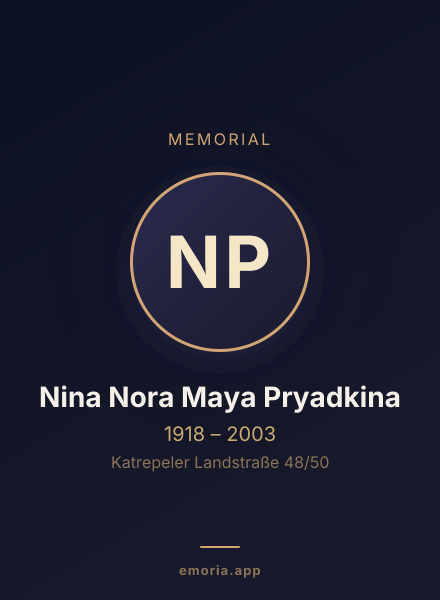 Memorial portrait of Nina Nora Maya Pryadkina