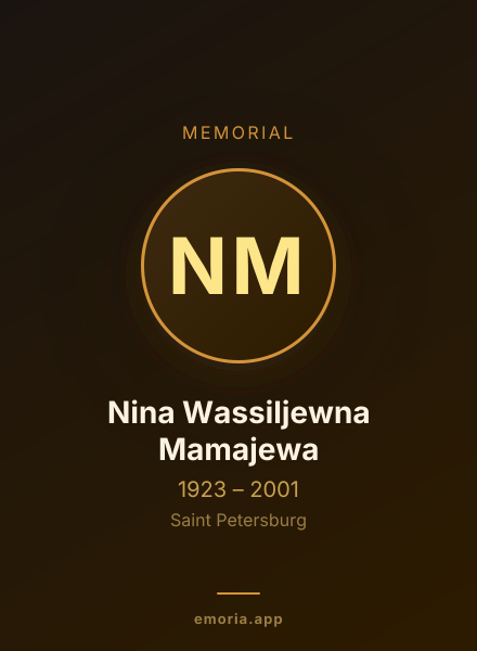 Memorial portrait of Nina Wassiljewna Mamajewa
