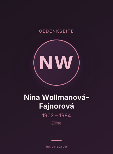 Gedenkportrait von Nina Wollmanová-Fajnorová
