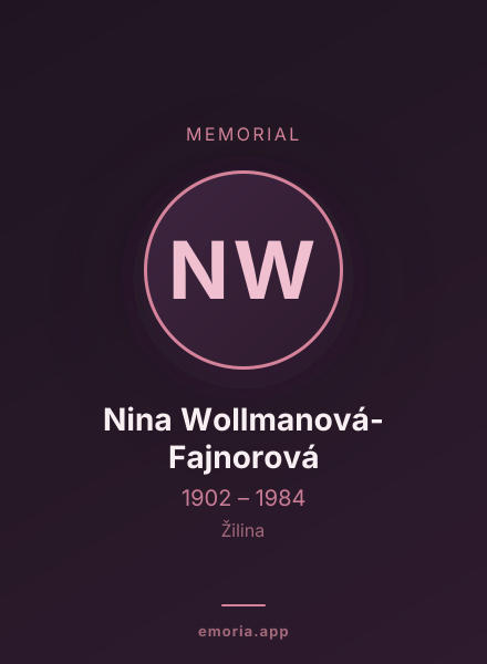 Memorial portrait of Nina Wollmanová-Fajnorová