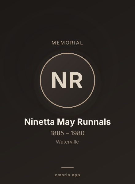 Memorial portrait of Ninetta May Runnals