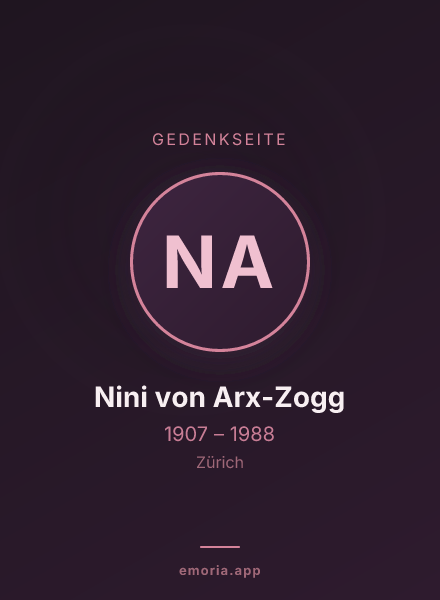 Gedenkportrait von Nini von Arx-Zogg