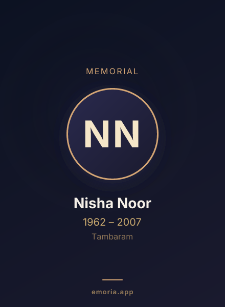 Memorial portrait of Nisha Noor