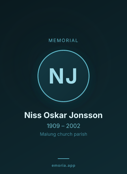 Memorial portrait of Niss Oskar Jonsson