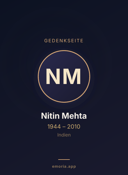 Gedenkportrait von Nitin Mehta