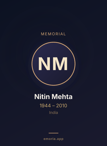 Memorial portrait of Nitin Mehta