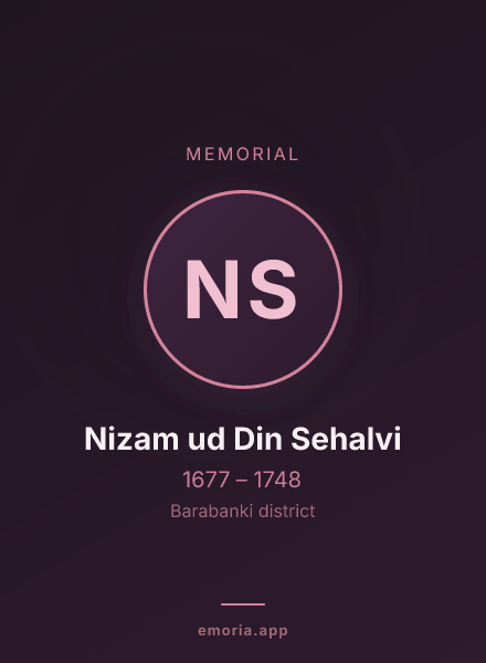 Memorial portrait of Nizam ud Din Sehalvi