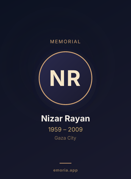 Memorial portrait of Nizar Rayan