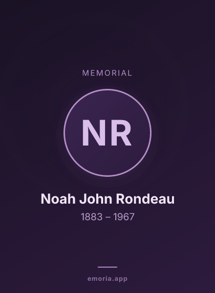 Memorial portrait of Noah John Rondeau