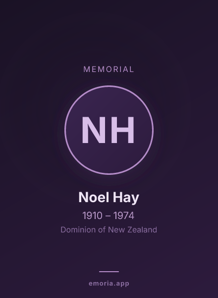 Memorial portrait of Noel Hay