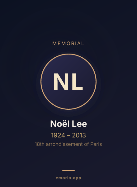 Memorial portrait of Noël Lee