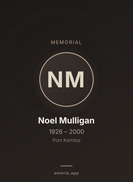 Memorial portrait of Noel Mulligan