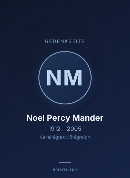 Gedenkportrait von Noel Percy Mander