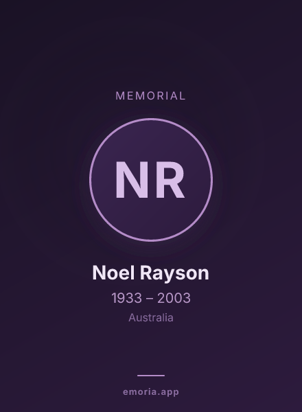 Memorial portrait of Noel Rayson