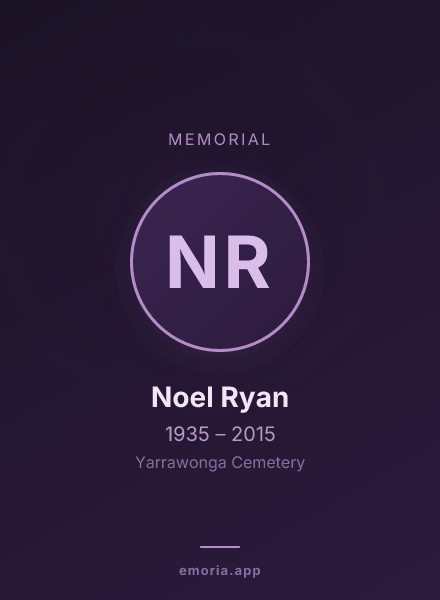 Memorial portrait of Noel Ryan