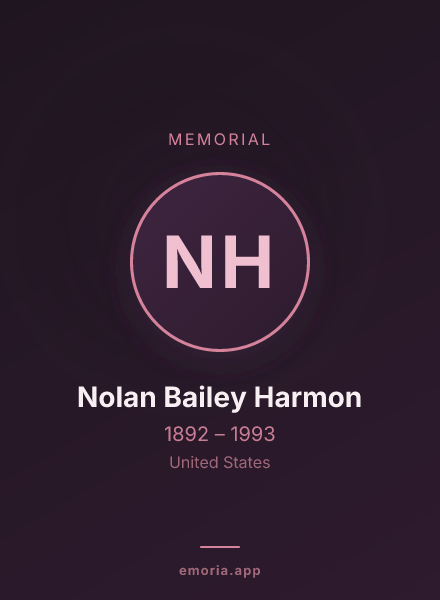 Memorial portrait of Nolan Bailey Harmon