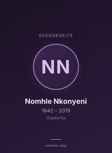 Gedenkportrait von Nomhle Nkonyeni