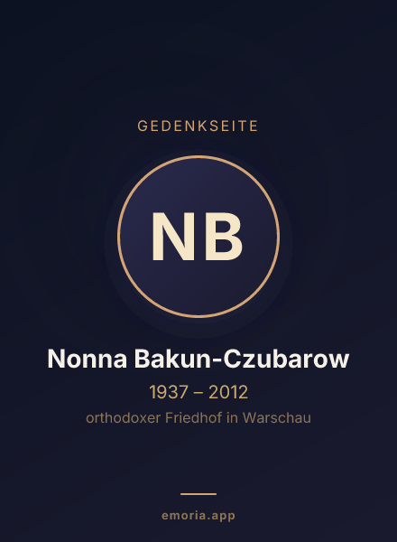 Gedenkportrait von Nonna Bakun-Czubarow