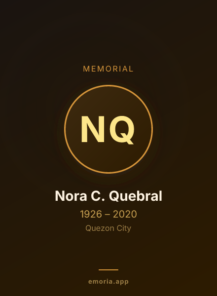 Memorial portrait of Nora C. Quebral