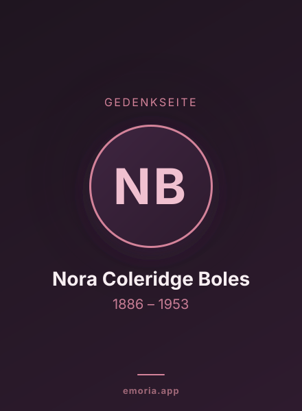 Gedenkportrait von Nora Coleridge Boles