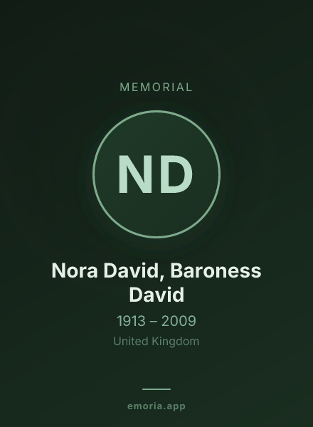 Memorial portrait of Nora David, Baroness David