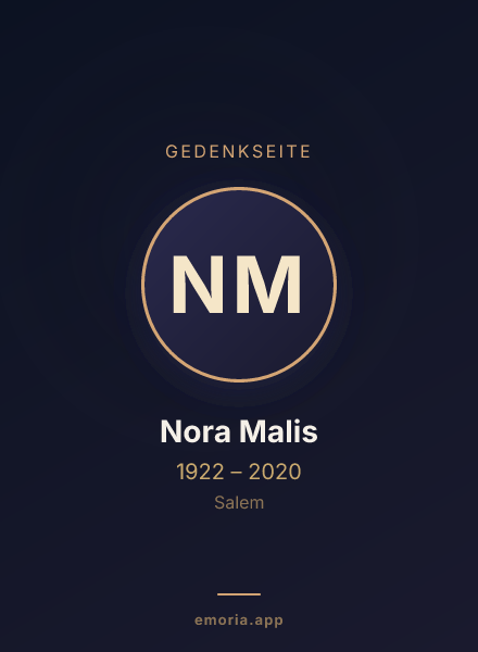 Gedenkportrait von Nora Malis