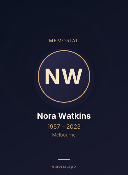 Memorial portrait of Nora Watkins