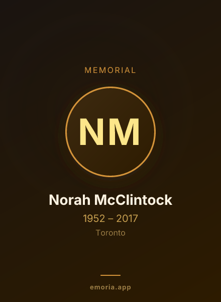 Memorial portrait of Norah McClintock