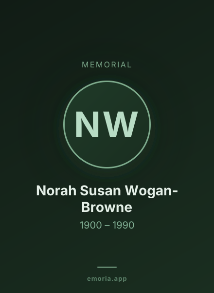 Memorial portrait of Norah Susan Wogan-Browne