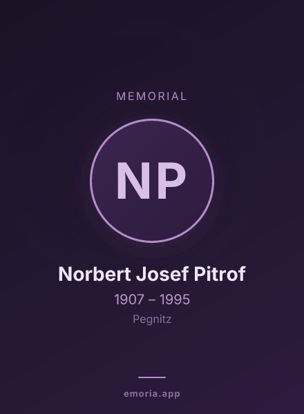 Memorial portrait of Norbert Josef Pitrof