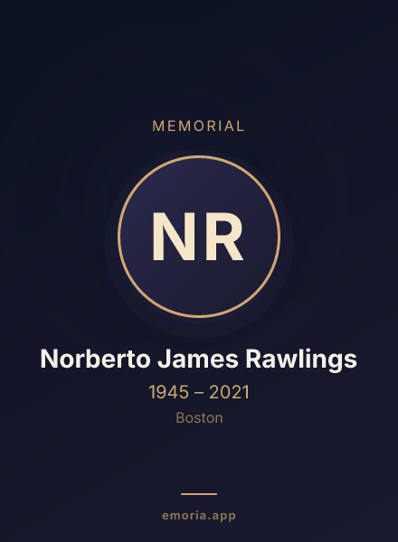 Memorial portrait of Norberto James Rawlings