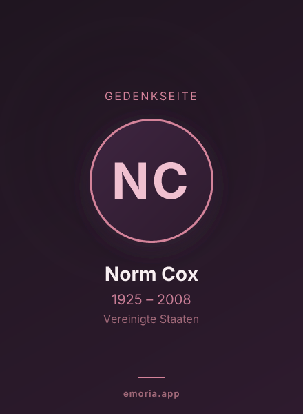 Gedenkportrait von Norm Cox