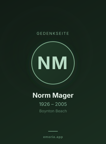 Gedenkportrait von Norm Mager