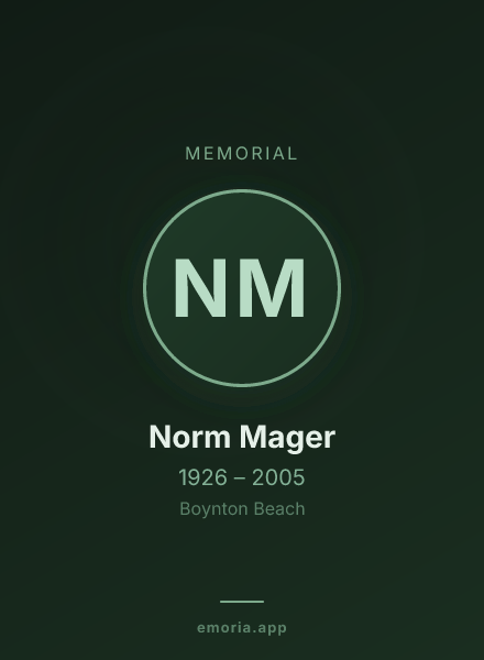 Memorial portrait of Norm Mager