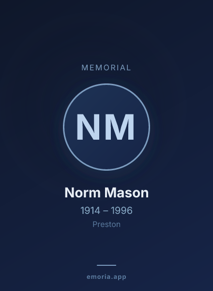 Memorial portrait of Norm Mason