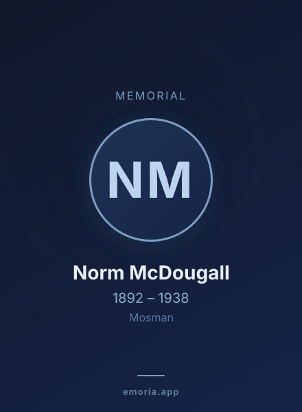 Memorial portrait of Norm McDougall