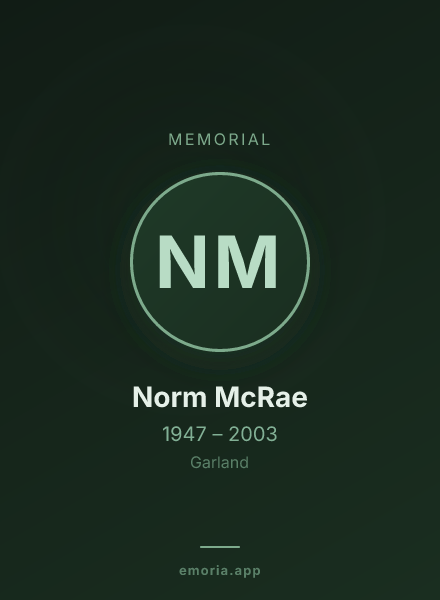 Memorial portrait of Norm McRae