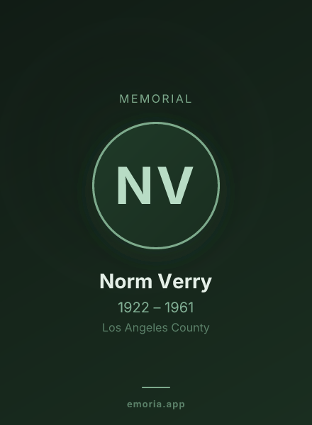 Memorial portrait of Norm Verry